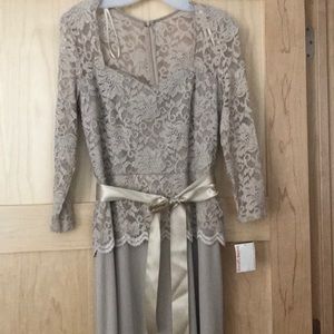 Mother of the bride dress lace top, taupe